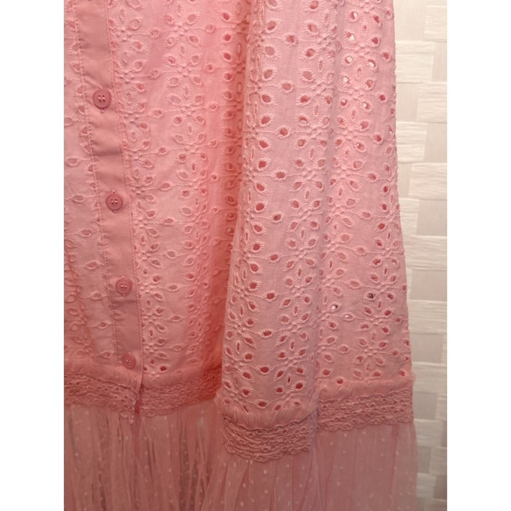Delia's Dolls Kill Junebug Feels Eyelet Maxi Dress Pink NWT Barbie Cottagecore - Picture 3 of 6